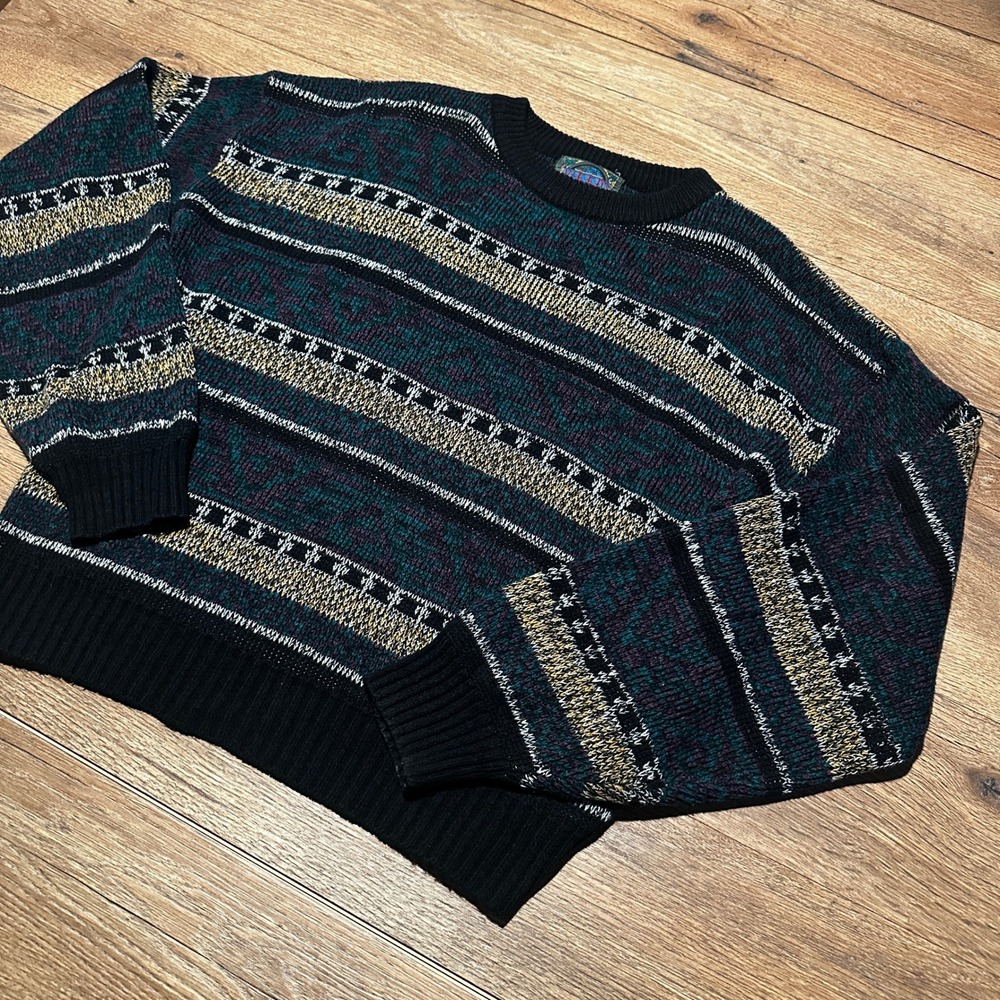 Vintage Weeds Multicolor Striped Knit Sweater Women Size M